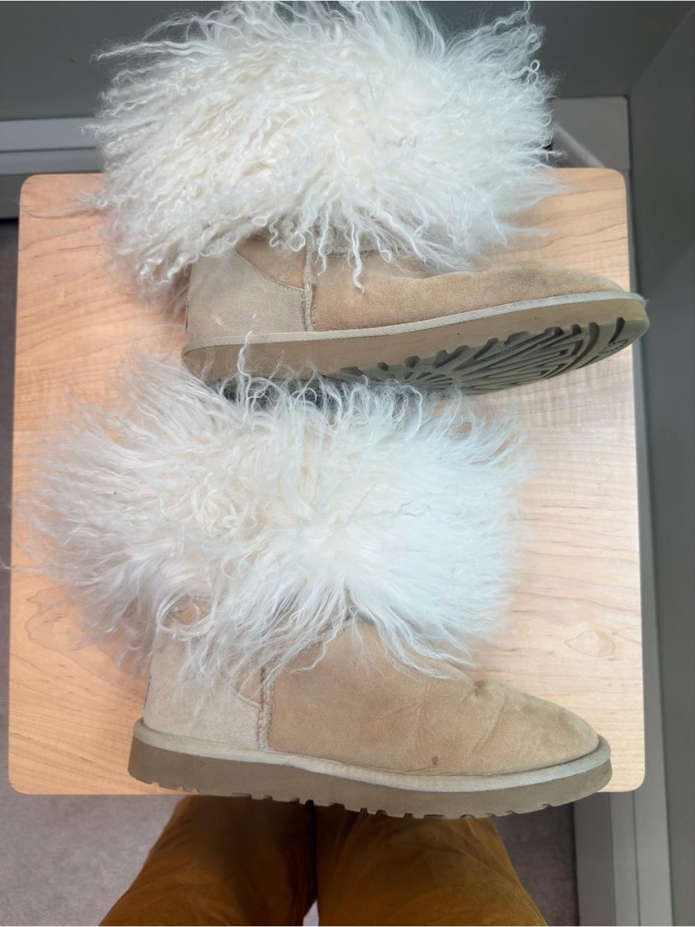 UGG Cream Sheepskin Cuff Short Suede Boots